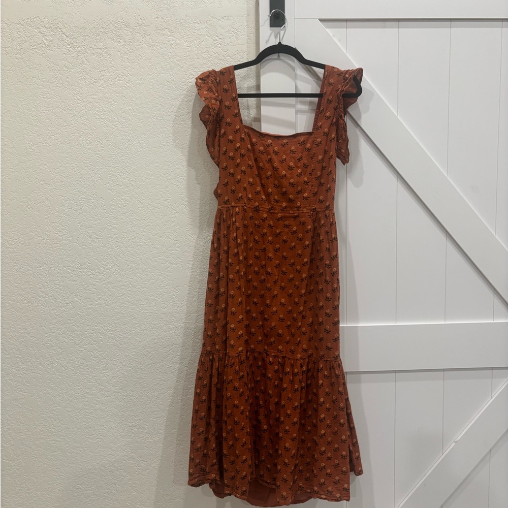 Madewell Rust Floral Midi Dress